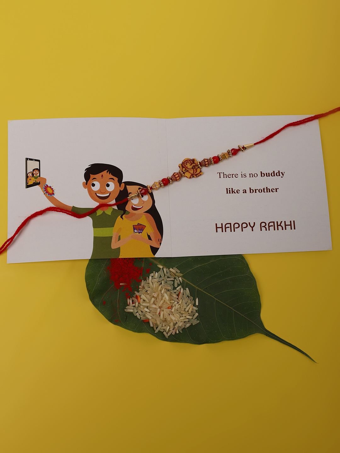 YouBella Designer Bracelet Rakhi and Greeting Card Combo Set for Brother Raksha Bandhan Gift for Brother (Style 3)